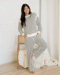 Talia Ruffle Trim Drop Shoulder Top Drawstring Loose Pant Set - Cream